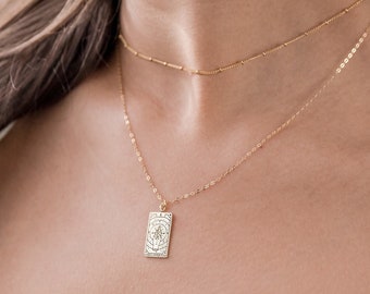 Dainty Tarot Card Necklace, Gold or Silver, The Sun, The Star, The World, Meaningful Gift, Inspirational, Unique, Gift For Her, Strength