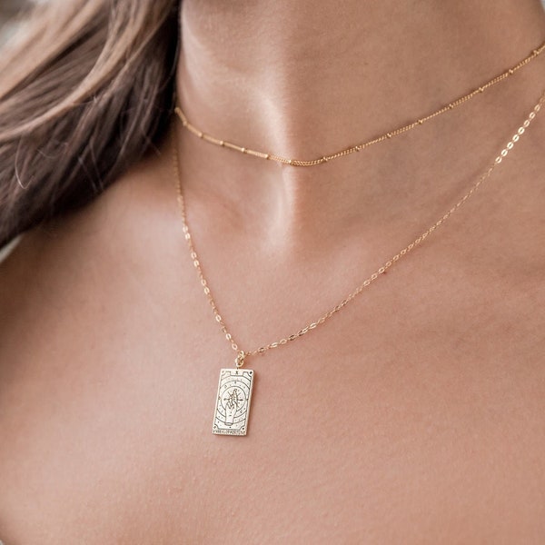Dainty Tarot Card Necklace, Gold or Silver, The Sun, The Star, The World, Meaningful Gift, Inspirational, Unique, Gift For Her, Strength