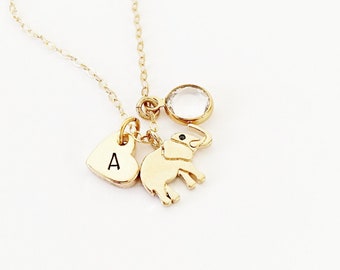 Elephant Charm Necklace, Initial Necklace, Birthstone Necklace, Elephant Necklace, Personalized Necklace, Gift, Inspirational