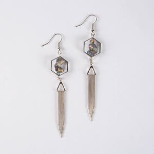 Mystic Crystal Geometric Earrings // Geometric Jewelry // Dangle Earrings // stone earrings // stone and metal earrings