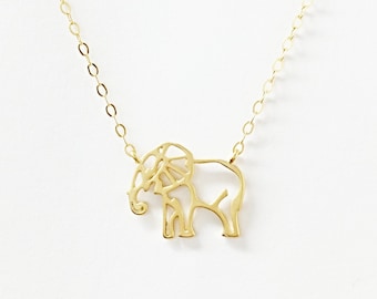 Elephant Necklace 3D Climbing Gold Plated lucky Elephant Necklace 3D Climbing Gold Plated lucky