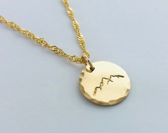 Mountain Necklace, Gold Filled, Sterling Silver, Inspirational, Strength and Perseverance, Gift for Her, Memorial, Long Distance, Climber