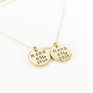Mama Est. Nana Est. Necklace, Mother Necklace, Grandma Necklace, New Mom, Mother's Day, Grandma Gift, Mom, Baby Announcement, Pregnancy