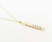 Personalized 3D Bar Necklace, Custom Name, Date, Phrase Necklace, 4 Sided Engraved Bar, Name Necklace, Mom Gift, Inspirational, Mother 39 s Day