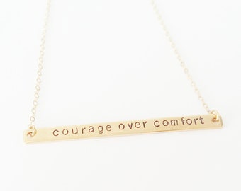 Courage Over Comfort, Inspirational Necklace, Vulnerability, Survivor, Recovery Gift, Anxiety, Strength, Gift, Live Brave