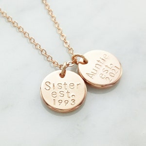 Sister Est. Aunt Est. Necklace, Aunt Necklace, Sister Necklace, New Mom, Mom, Baby Announcement, Pregnancy, Aunt Gift, Sister Gift, New Aunt image 1