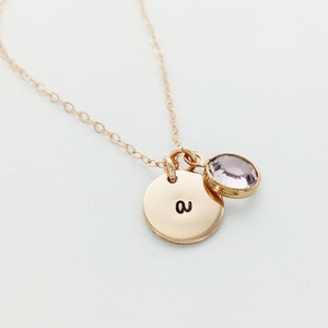 Initial and Birthstone Necklace, Birthstones, Gold Filled, Sterling Silver, Personalized Initials, Mom Gift, Mothers Day, Nana, Grandma
