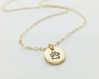 Dog Paw Necklace, Dog Mom, Engraved Paw, Gift for Her