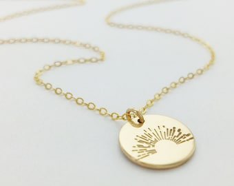 Sunrise Necklace, Hope, Rejuvenation, Strength, Inspirational Gift, Sunburst, Hand-Stamped, Mother's Day Gift, Sunbeam, Personalized Gifts