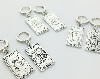 Mix and Match Tarot Card Earrings, Silver or Gold, Meaningful Gift, Inspirational Gift, Unique, Gift For Her, Strength, Sun