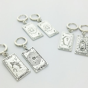 Mix and Match Tarot Card Earrings, Silver or Gold, Meaningful Gift, Inspirational Gift, Unique, Gift For Her, Strength, Sun image 1