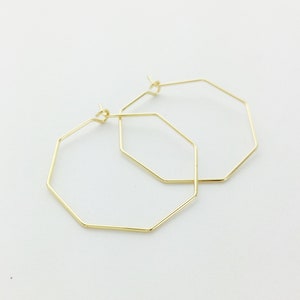 Dainty Hexagon Hoop Earrings, Hexagon Earrings, Hoop, Gift For Her, Mother's Day, Geometric Earrings, 18kt Gold, Unique Stud, Valentines