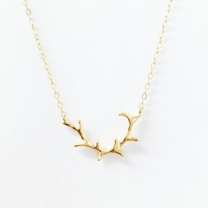 Antler Necklace, Layering Necklace, Gold or Silver Necklace, Deer Antler Necklace, Gift