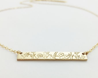 Collier jardin familial, collier personnalisé de fleurs de naissance de famille, choisissez vos fleurs, personnalisé, fleurs de famille, maman, fête des mères