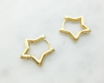 Dainty Star Hoop Earrings, Star Earrings, Hoop, Gift For Her, Mother's Day, Graduation, 16kt Gold, Unique, Punk, Party Earrings, Birthday