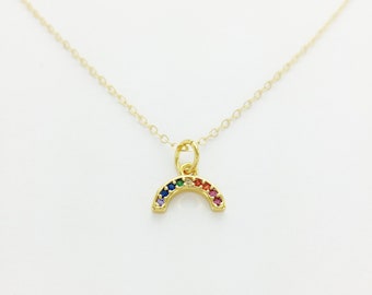 Rainbow Necklace, Gold Filled, Waterproof, Pride, LGBTQ, Queer, Lesbian Jewelry, Gay Pride, Feminist