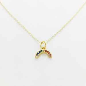 Rainbow Necklace, Gold Filled, Waterproof, Pride, LGBTQ, Queer, Lesbian Jewelry, Gay Pride, Feminist image 1