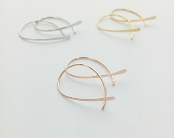 Wire Hoop Earring, Hoop, Triangle, Dainty, Unique Earring, Matching, Wedding, Summer Earring, Dangle, Gold, Rose Gold, Silver