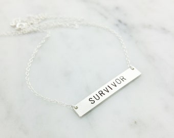 Survivor Necklace, 14kt Gold Filled, Sterling Silver, Feminist Necklace, Feminism, Cancer Survivor, Inspirational Gift,  Strength, Courage