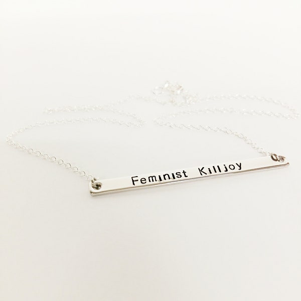 Feminist Killjoy Bar Necklace, Gold, Rose Gold, or Silver, Bar, Feminism, Strength Necklace, Women's Rights, Equality, LGBTQ