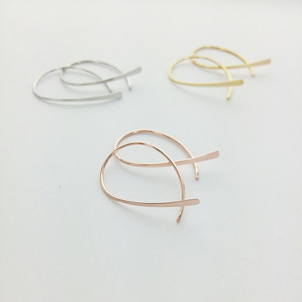 Wire Hoop Earring, Hoop, Triangle, Dainty, Unique Earring, Matching, Wedding, Summer Earring, Dangle, Gold, Rose Gold, Silver