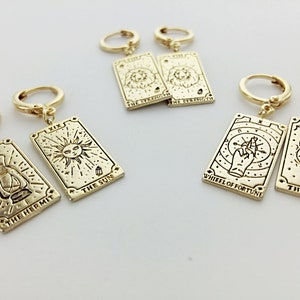 Mix and Match Tarot Card Earrings, Silver or Gold, Meaningful Gift, Inspirational Gift, Unique, Gift For Her, Strength, Sun image 3