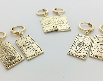 Mix and Match Tarot Card Earrings, The Sun, The Star, The World, Meaningful Gift, Inspirational Gift, Unique, Gift For Her, Strength