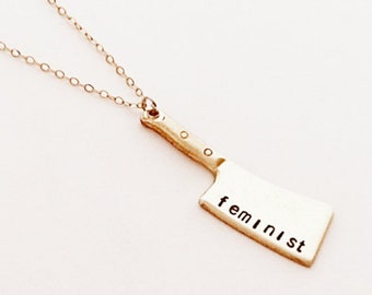 Feminist Phrase Necklace, Choose Your Feminist Phrase Necklace, Knife, Feminism, Strength Necklace, Women's Rights, Pro Roe