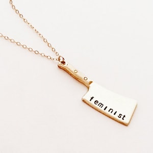 Feminist Phrase Necklace, Choose Your Feminist Phrase Necklace, Knife, Feminism, Strength Necklace, Women's Rights, Pro Roe image 1