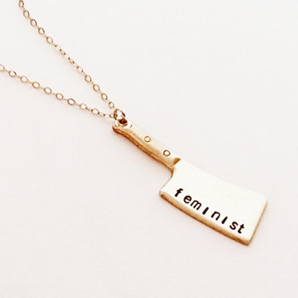 Feminist Phrase Necklace, Choose Your Feminist Phrase Necklace, Knife, Feminism, Strength Necklace, Women's Rights, Pro Roe