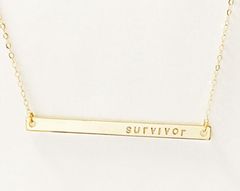 Survivor Necklace // Feminist // Inspirational Jewelry // Power, Strength // Recovery, Healing, Health // Personalized // Cancer Survivor