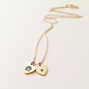 Pet Initial Heart Necklace // 14kt Gold // Initial Necklace // Custom Pet Necklace // Paw Print Necklace // Best Friends zdjęcie 1