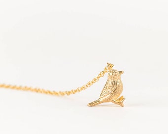 Bird Necklace, Tiny 3D Bird Necklace, Gold Bird Necklace, Bird Jewelry, Freedom Necklace