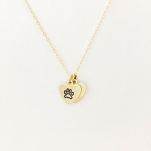 Pet Initial Heart Necklace // 14kt Gold // Initial Necklace // Custom Pet Necklace // Paw Print Necklace // Best Friends zdjęcie 3