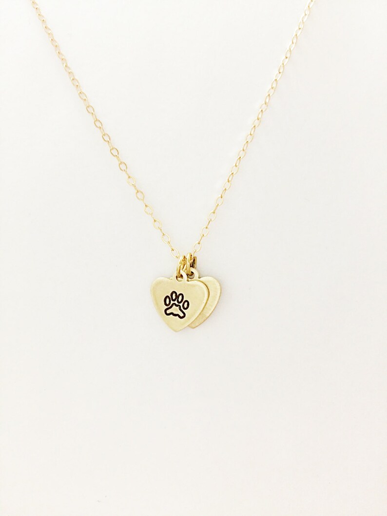 Pet Initial Heart Necklace // 14kt Gold // Initial Necklace // Custom Pet Necklace // Paw Print Necklace // Best Friends zdjęcie 3