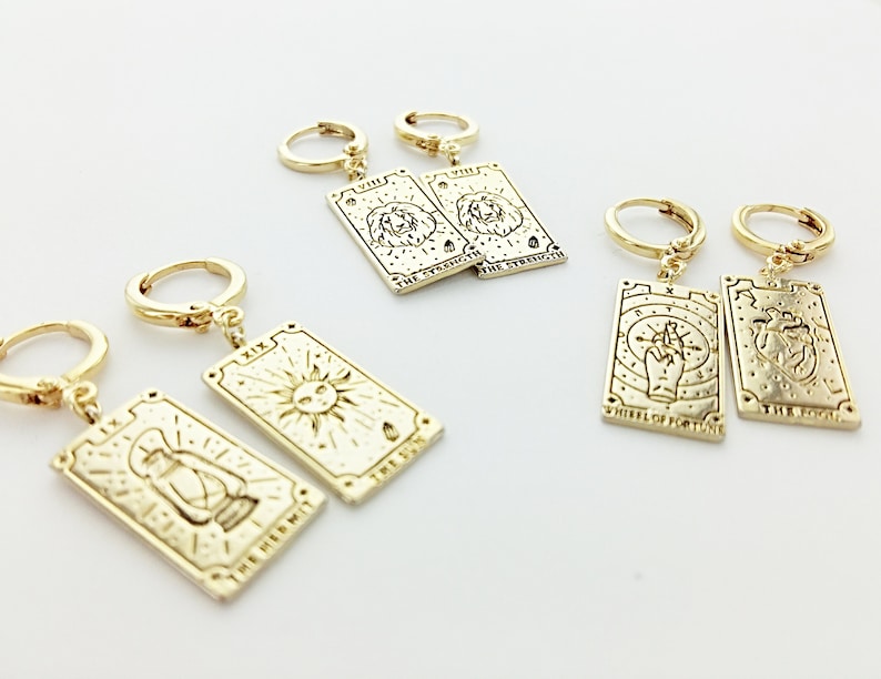 Mix and Match Tarot Card Earrings, Silver or Gold, Meaningful Gift, Inspirational Gift, Unique, Gift For Her, Strength, Sun image 7