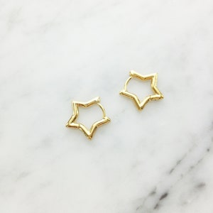 Dainty Star Hoop Earrings, Star Earrings, Hoop, Gift For Her, Mother's Day, Graduation, 16kt Gold, Unique, Punk, Party Earrings, Birthday image 6