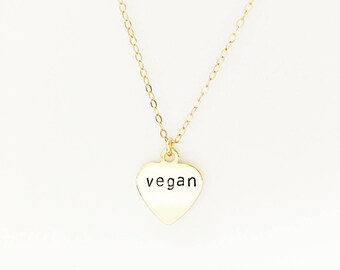 Vegan Necklace // 14kt Gold Chain Heart Necklace // Animal Rights // No Cages // Heart Jewelry // Activist Jewelry // Freedom for ALL