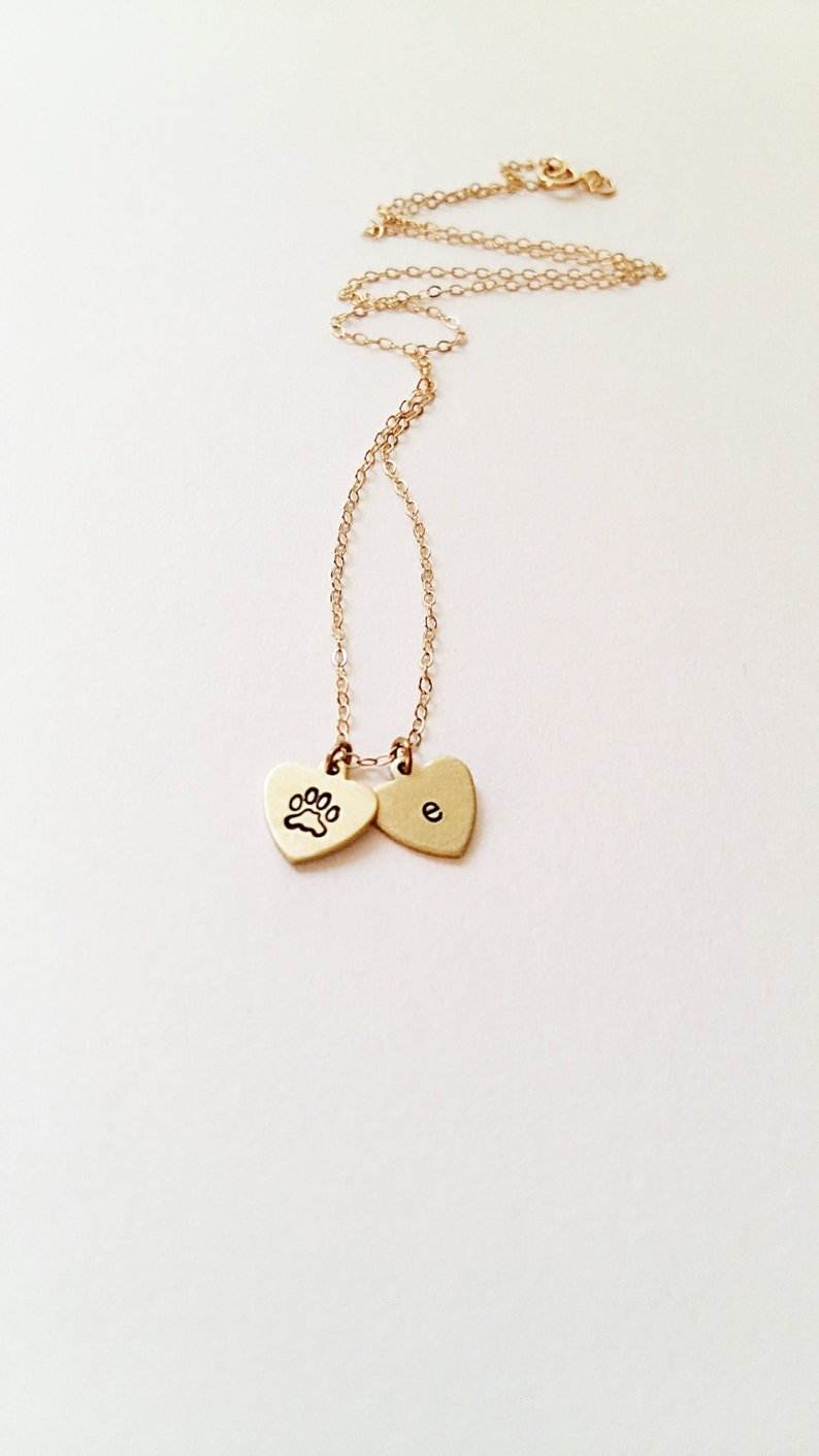 Pet Initial Heart Necklace // 14kt Gold // Initial Necklace // Custom Pet Necklace // Paw Print Necklace // Best Friends image 4