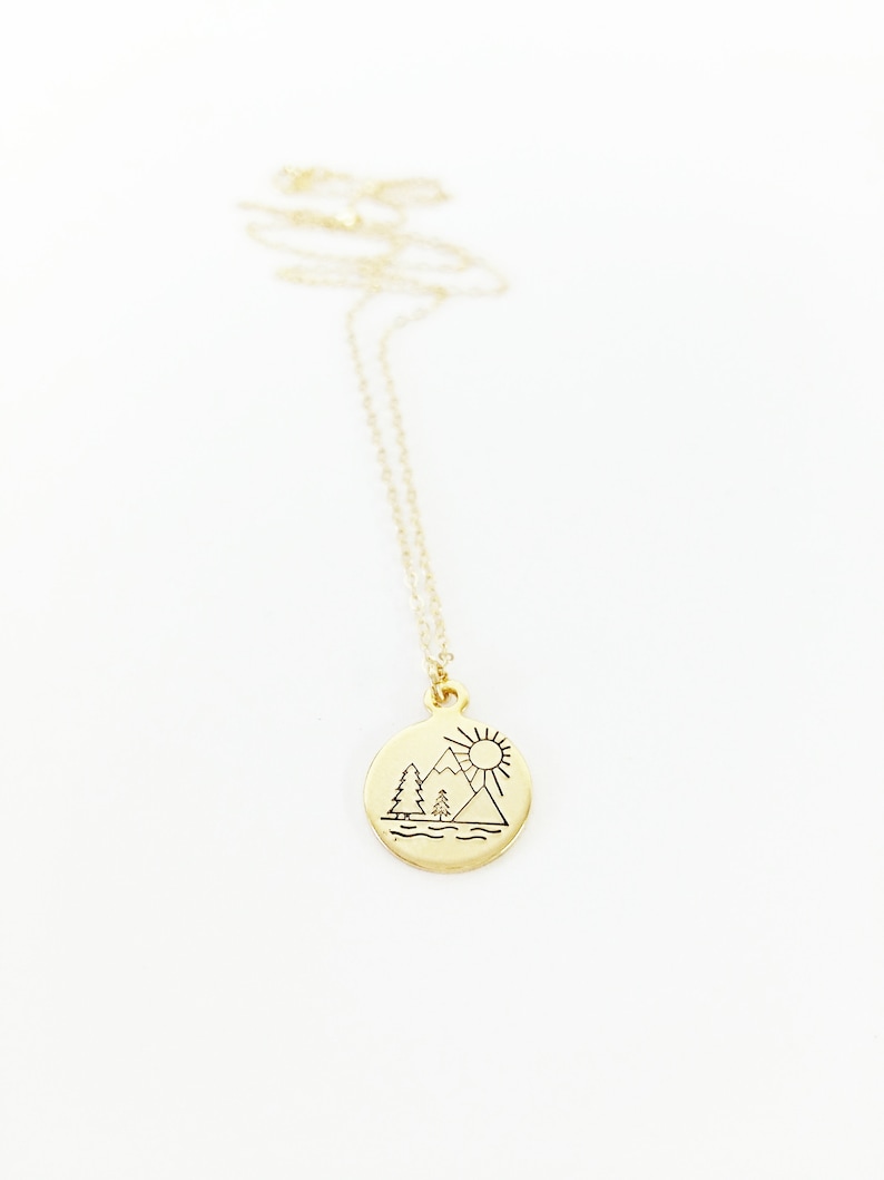 Mountain Range with Sunrise Necklace The Best View Comes After the Hardest Climb Strength Inspirational Mountain Climber Gift
