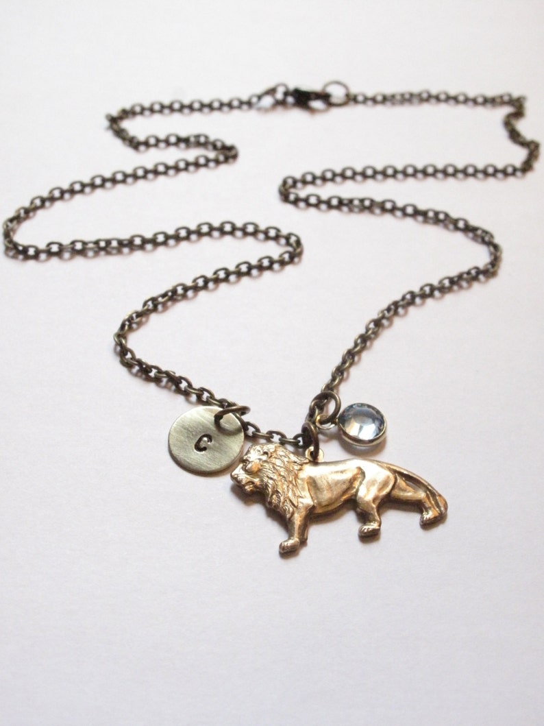 Lion Charm Necklace initial necklace birthstone necklace lion necklace tiger personalized necklace lion necklace