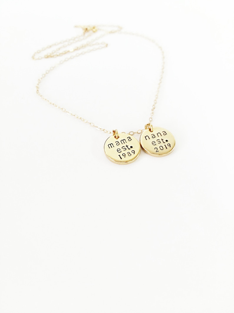 Mama Est. Nana Est. Necklace, Mother Necklace, Grandma Necklace, New Mom, Mother's Day, Grandma Gift, Mom, Baby Announcement, Pregnancy 