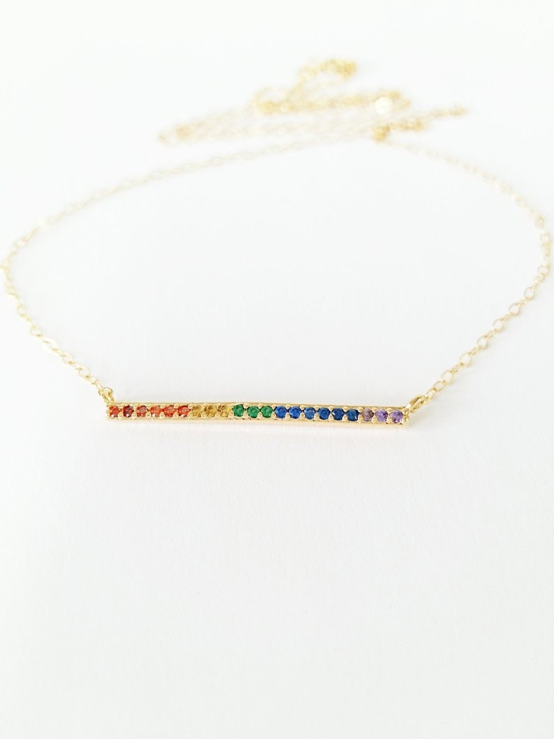 Sister Gift Cubic Zirconia Bar Necklace Crystal Necklace Bar Necklace Layering Necklace Gift for Her Mother Daughter