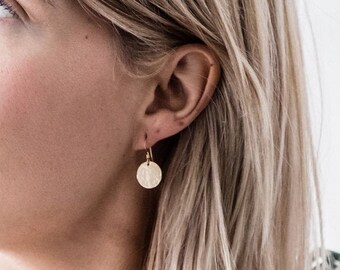 Hammered Gold or Silver Circle Earrings, Dainty Gold Earrings, Gift, Personalized, Sterling Silver, Wedding Earrings, Bridesmaids, Custom