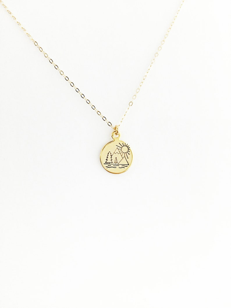 Mountain Range with Sunrise Necklace The Best View Comes After the Hardest Climb Strength Inspirational Mountain Climber Gift