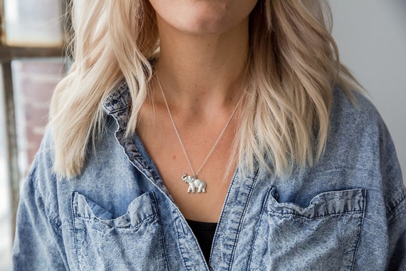 Elephant Necklace 14k Gold Chain Necklace Gold Elephant Etsy India