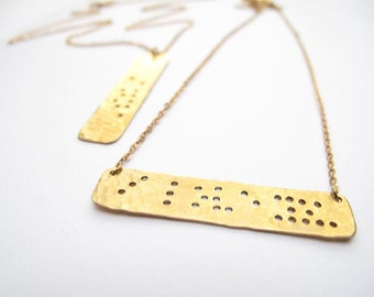 Braille Inspired Necklace // Word/Phrase Choice // Engraved Necklace // Hand-Stamped Necklace // Braille Necklace // Name Jewelry