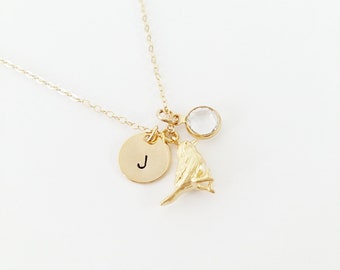 Bird Charm Necklace, Birthstone, Initial Necklace, Birthstone Necklace, Bird Necklace, Personalized Necklace, Gift, Bird Jewelry