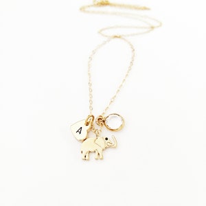Elephant Charm Necklace, Initial Necklace, Birthstone Necklace, Elephant Necklace, Personalized Necklace, Gift, Inspirational image 6