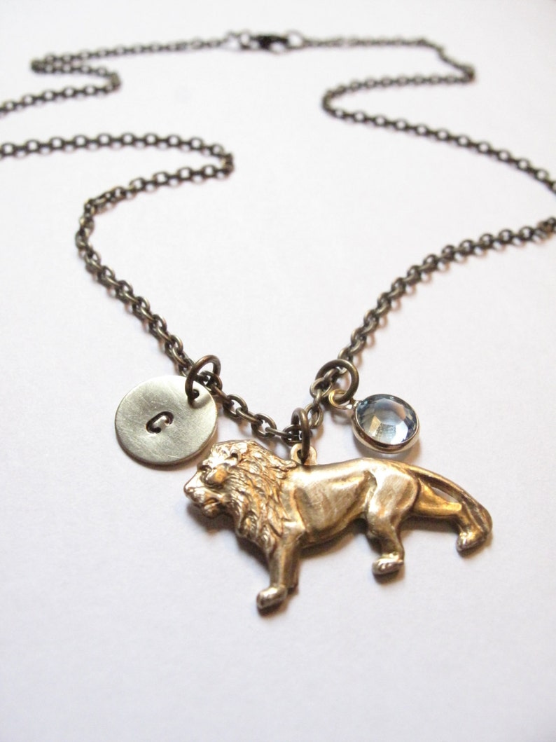 Lion Charm Necklace initial necklace birthstone necklace lion necklace tiger personalized necklace lion necklace